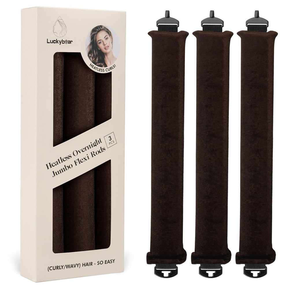 Luckybear overnight heatless curler 3pcs pack shows soft velvet satin for snag-free styling
