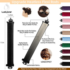 Luckybear overnight heatless hair curler rods in hand for easy portable styling