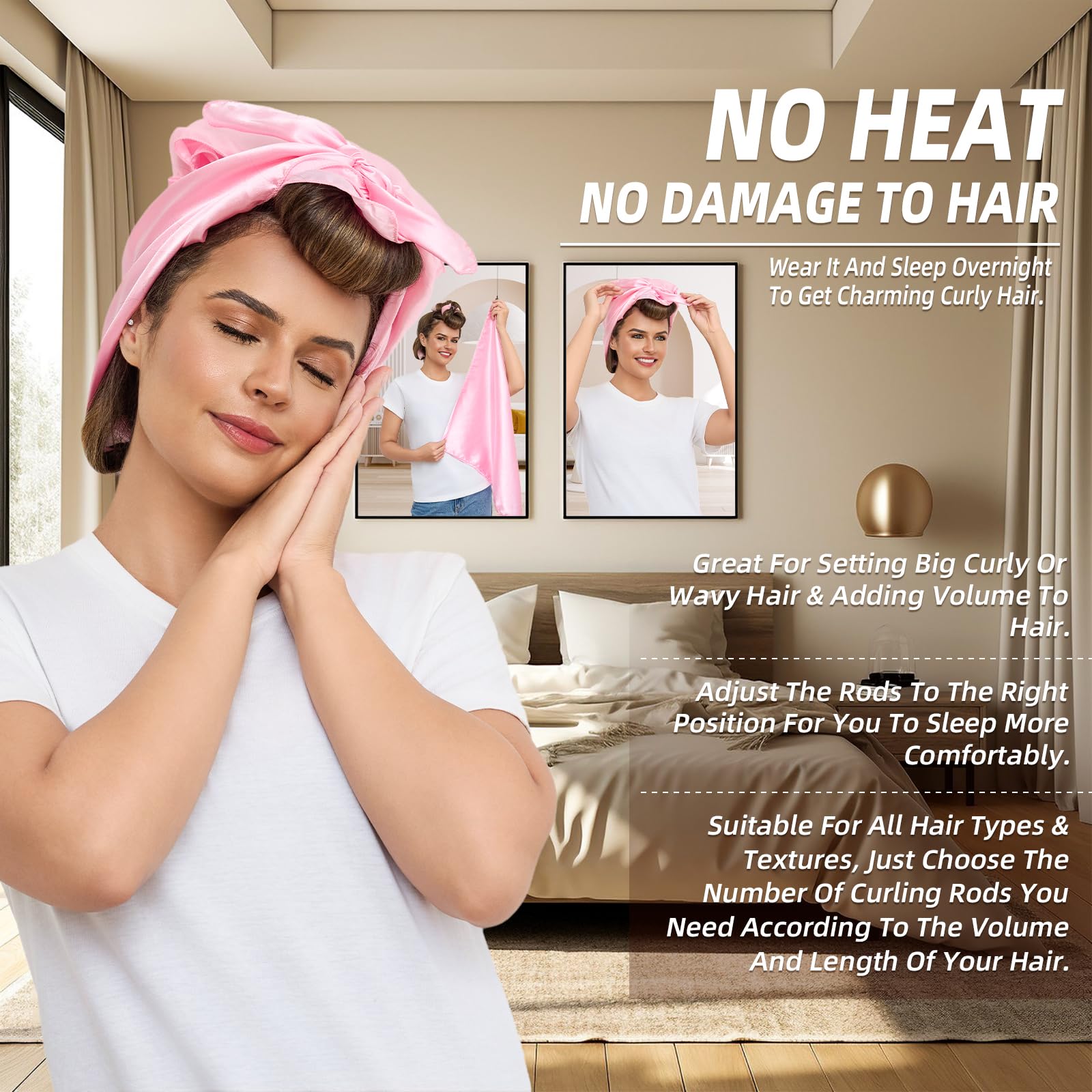 Luckybear velvet satin wrap for overnight curls pink delivers smooth, snag-free wear.