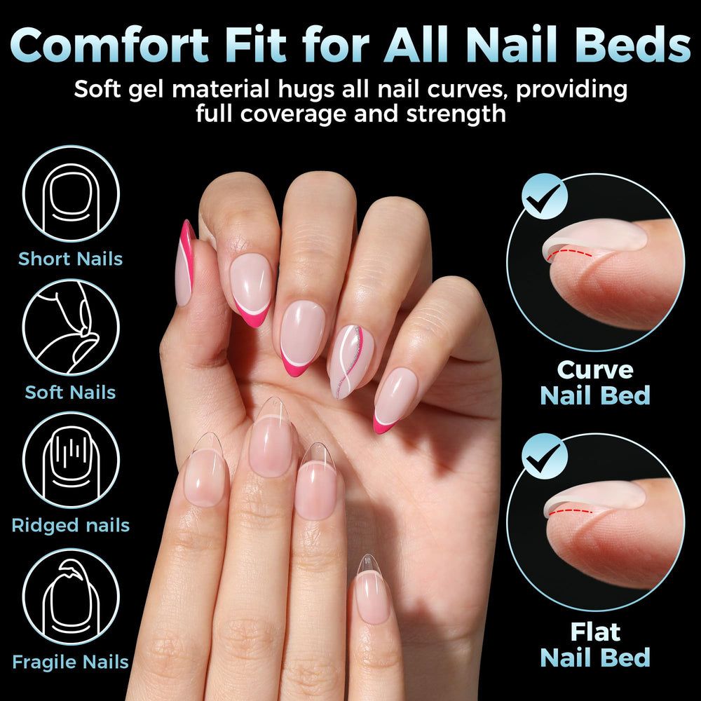 Luckyfairy 12 sizes almond tips ensure precise sizing for natural nails.