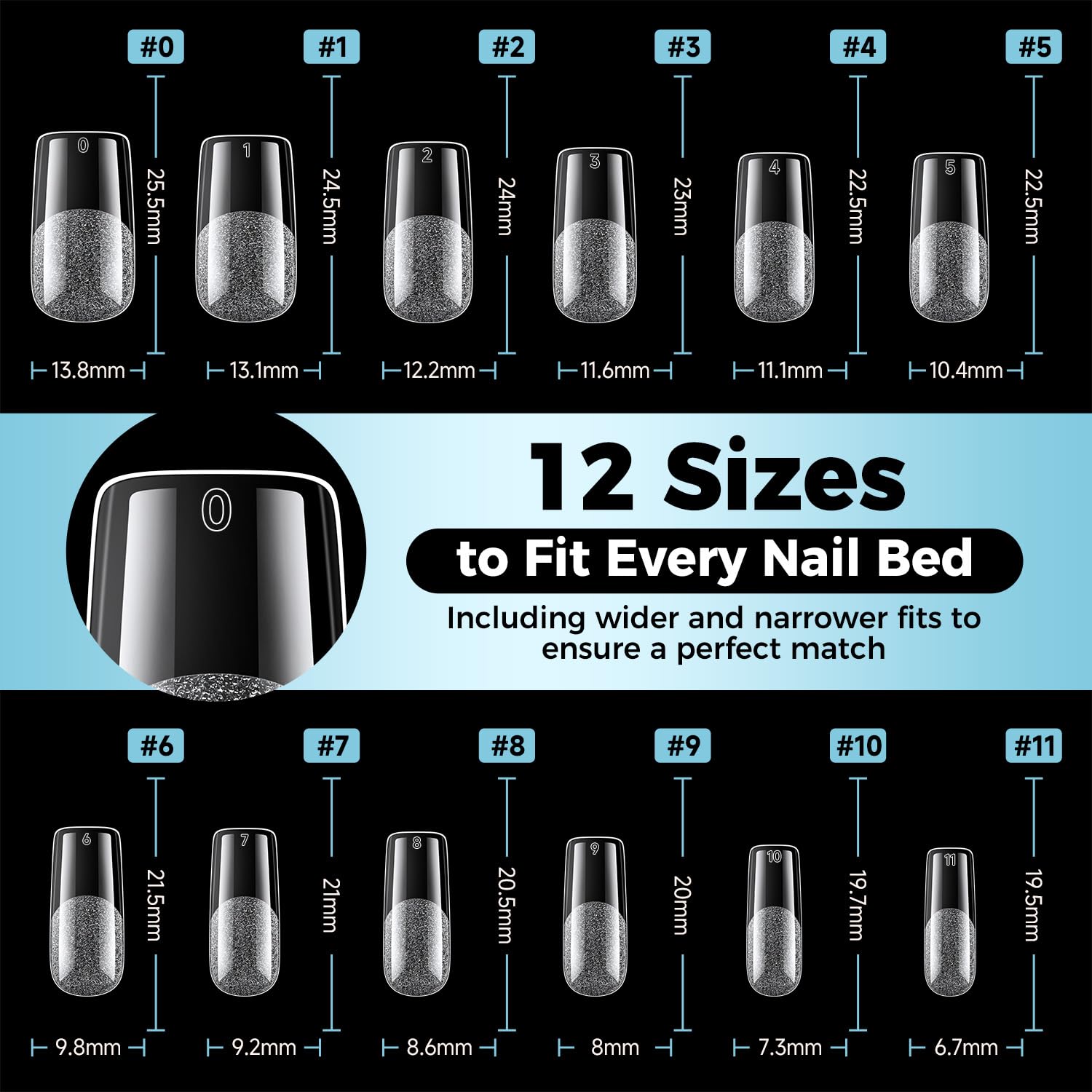 Luckyfairy clear gel tips provide a translucent, natural look.