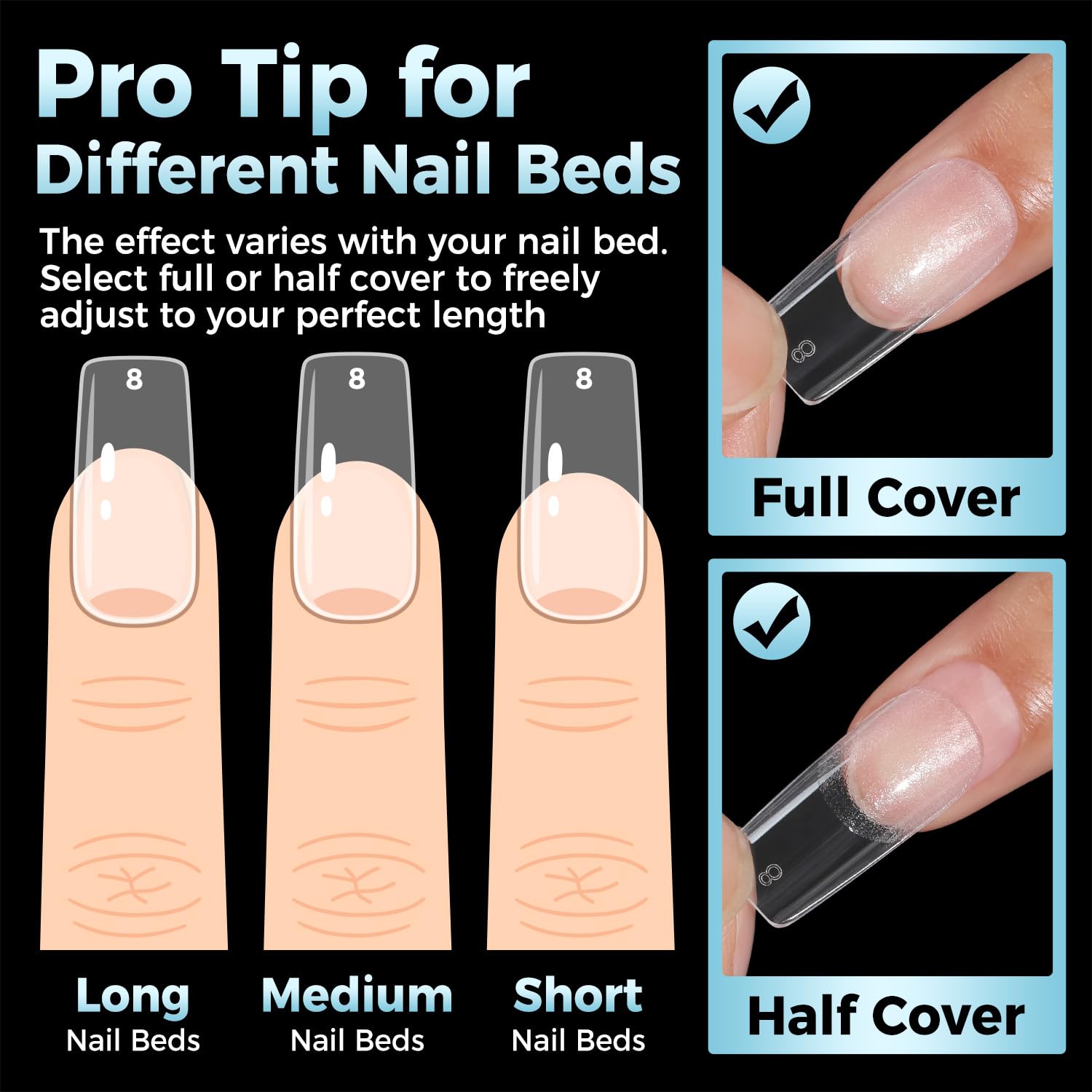 Luckyfairy clear nail tips enable salon-quality DIY manicures.