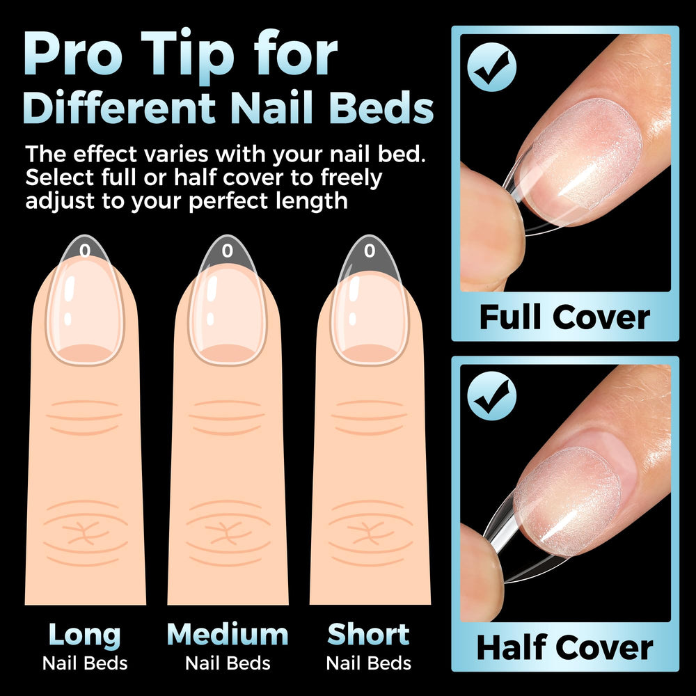 Luckyfairy versatile tips work with gel, acrylic, and dip powders.