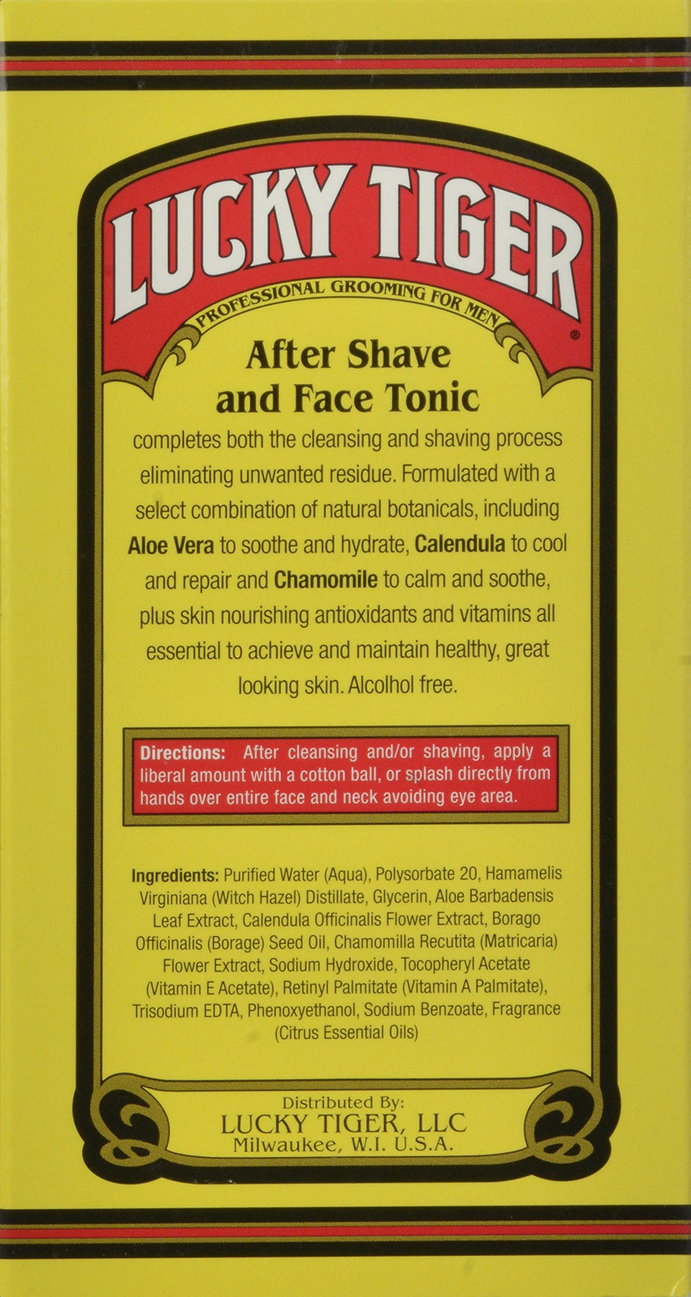Lucky Tiger Face Tonic application demonstrates soothing hydration after shaving.