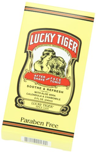 Lucky Tiger ingredients showcase aloe, calendula and chamomile for calm skin.