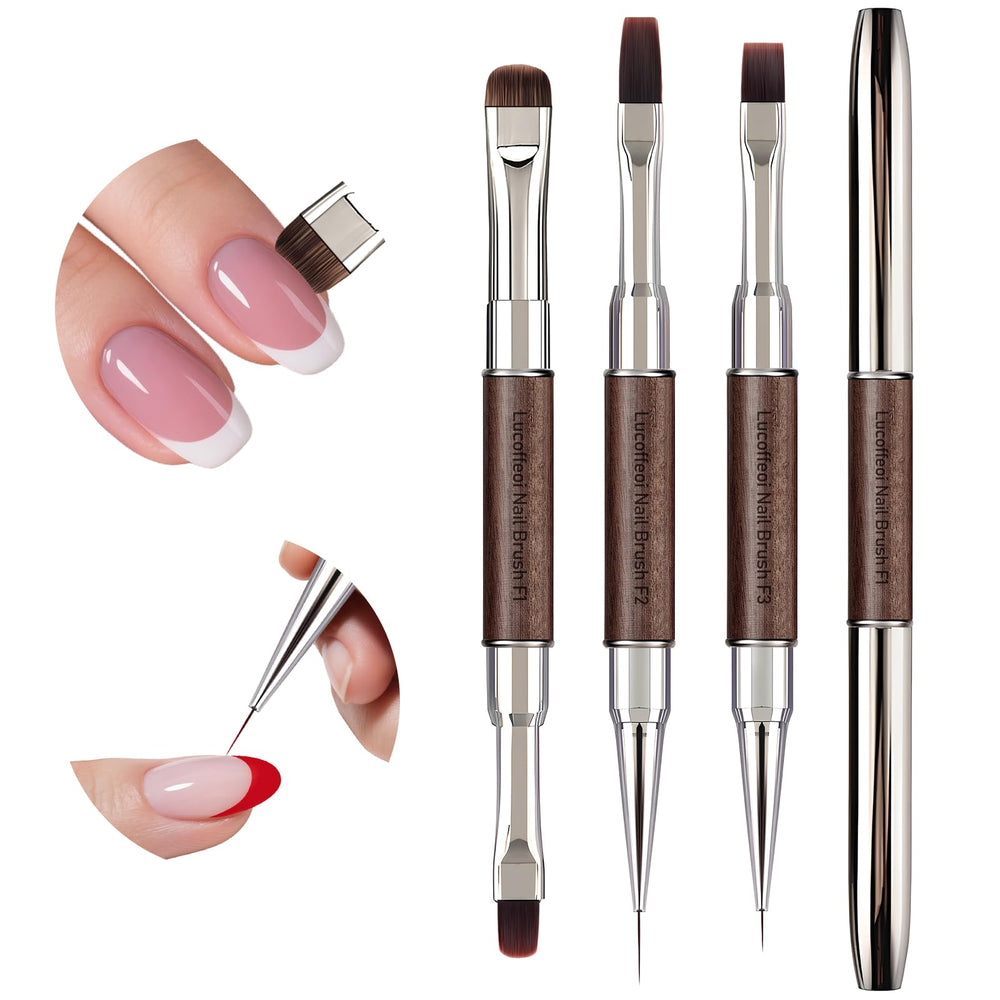 Lucoffeoi Nail Art Clean Up Brushes flat-head for precise French tips and cleanup