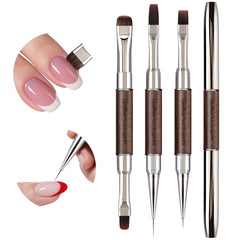 Lucoffeoi Nail Art Clean Up Brushes flat-head for precise French tips and cleanup