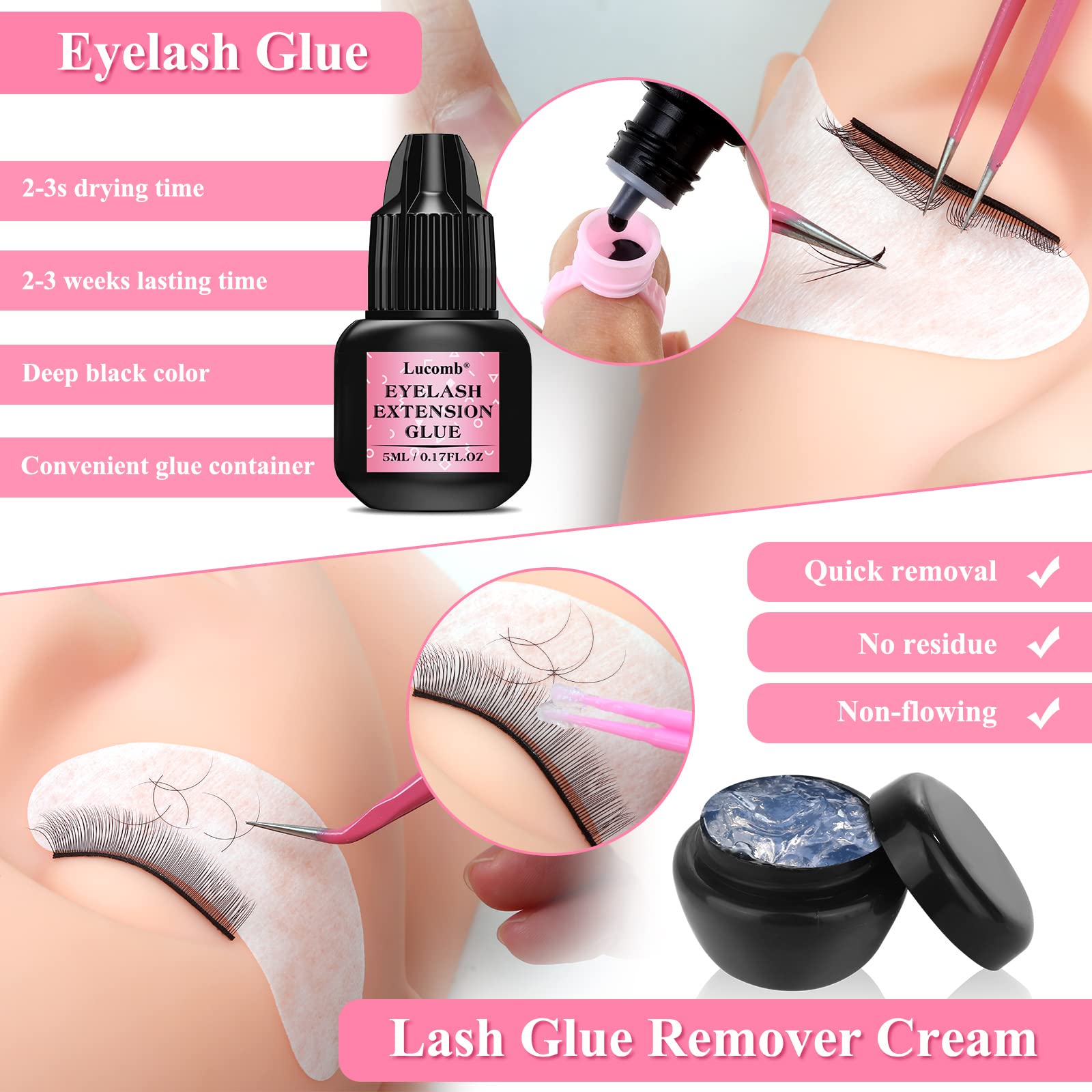 Lucomb glue remover for safe lash cleanup after training