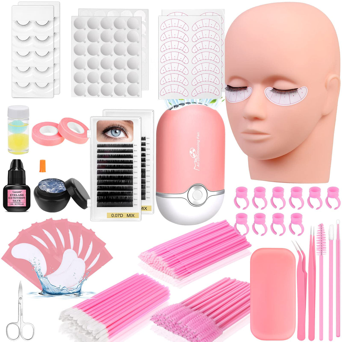 Lucomb lashes kit mannequin head for realistic eyelash practice