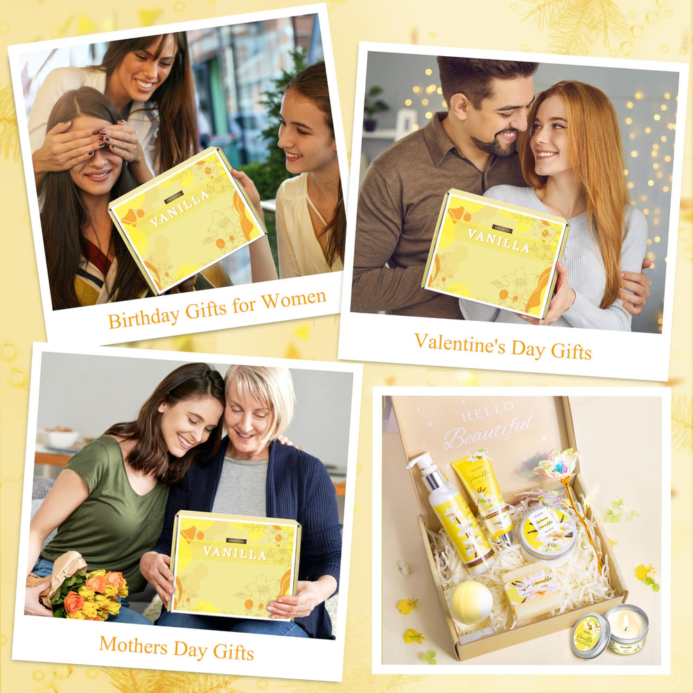 Lucotiya artificial flowers and greeting card elevate spa gift presentation