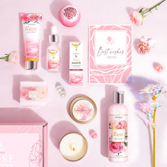 LUCOTIYA Rose-scented Candle glows warmly for a cozy spa mood.