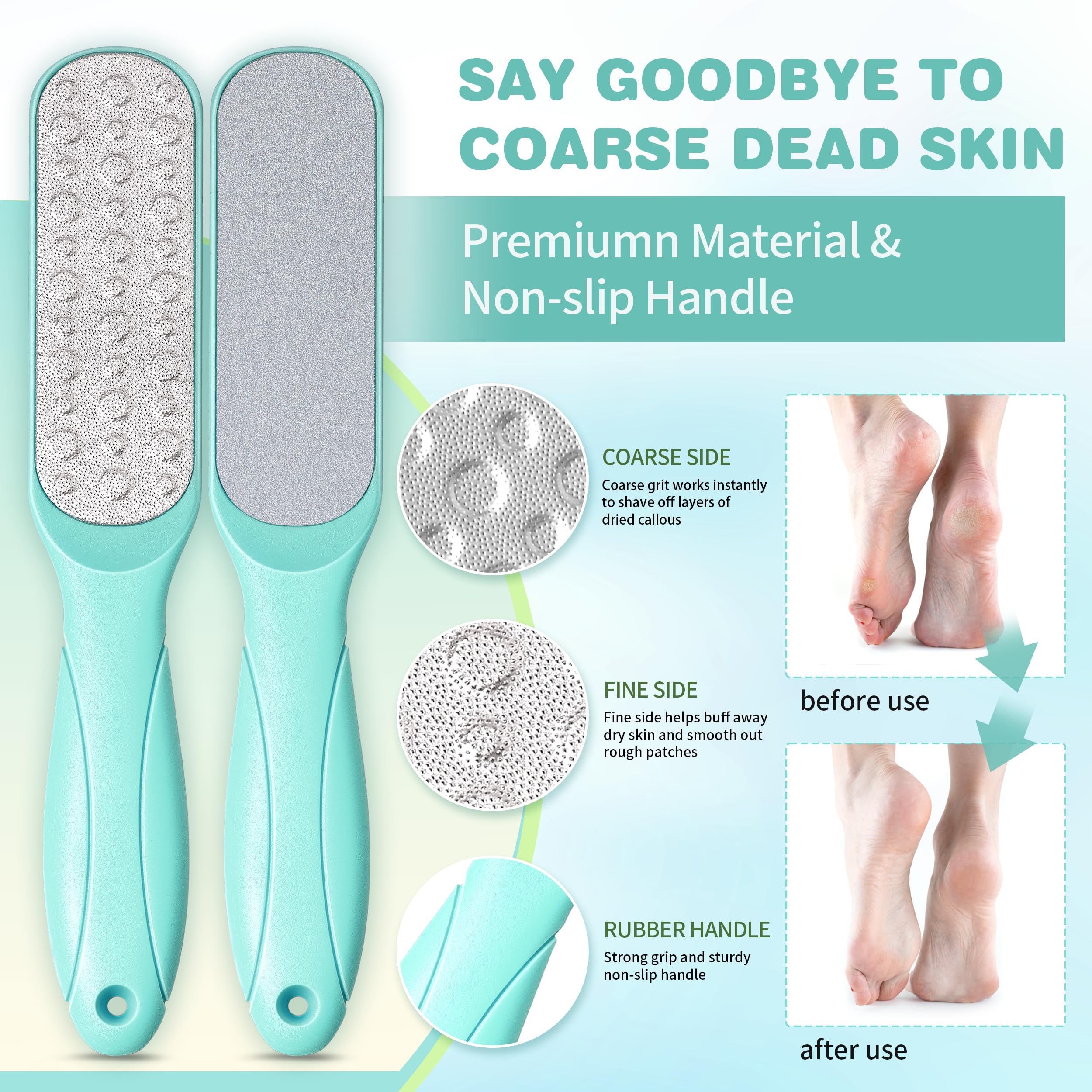 LUCOTIYA foot file helps remove calluses for softer heels.