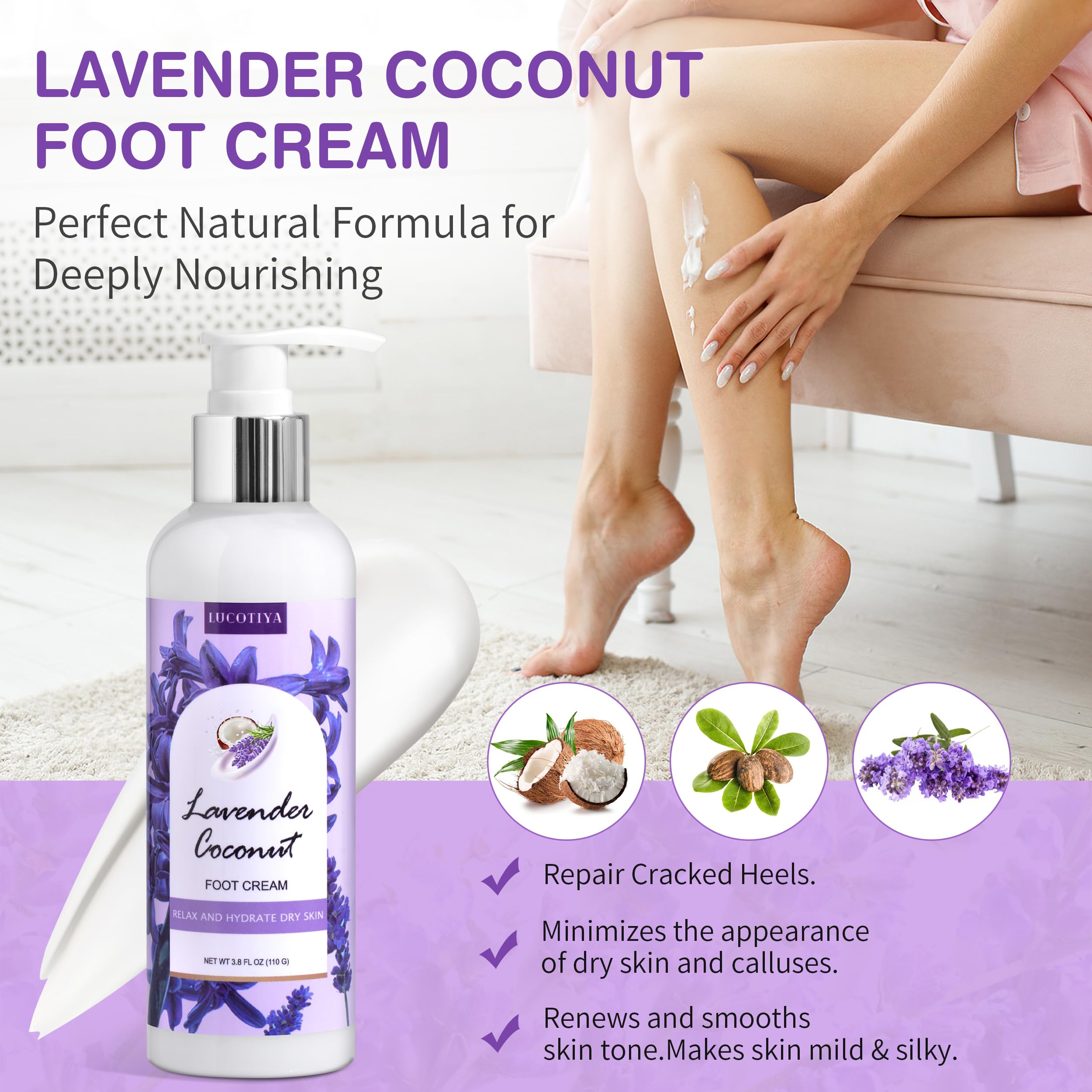 LUCOTIYA Urea Foot Cream provides rich moisturization for dry, cracked areas