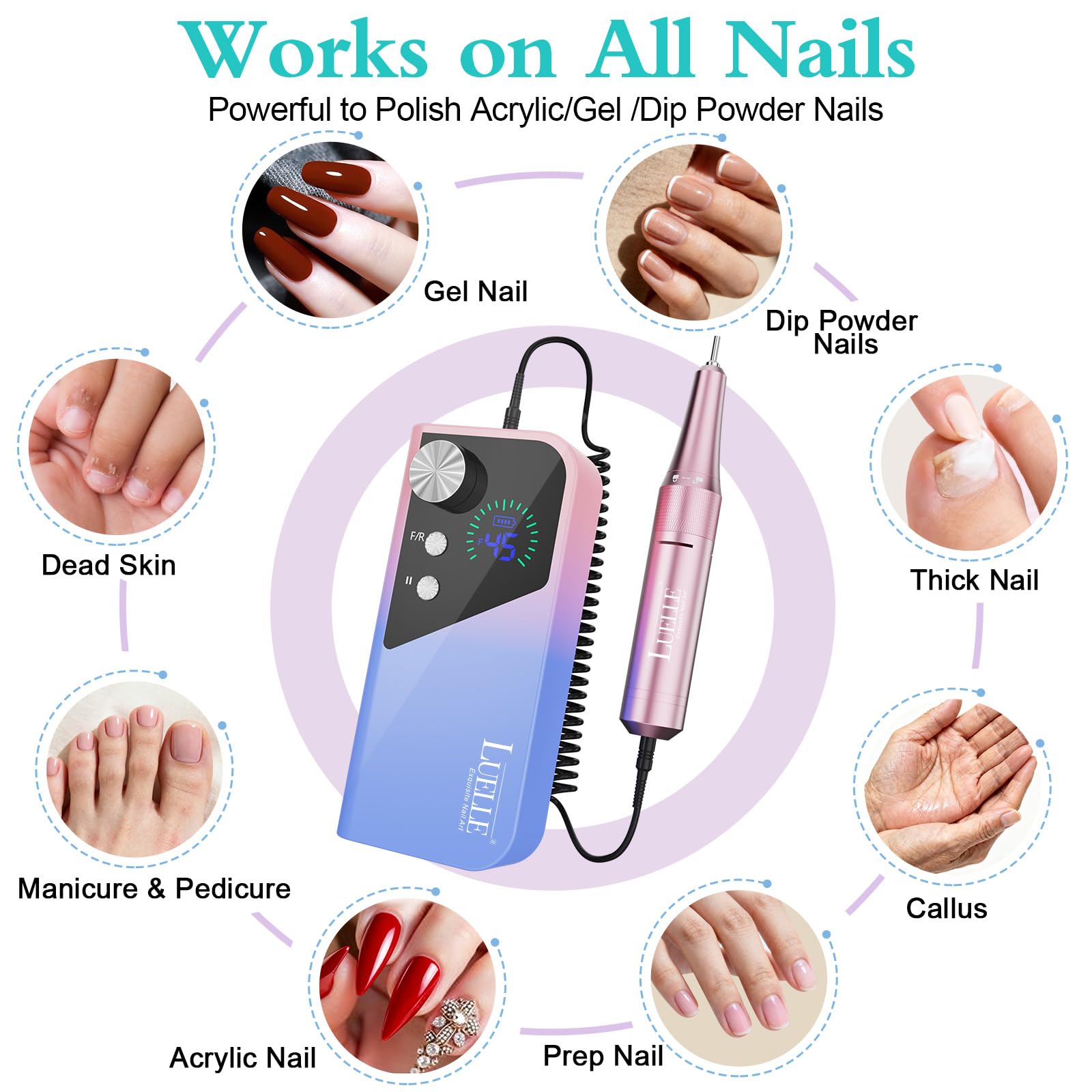LUELLE sanding bands help smooth and finish nails.