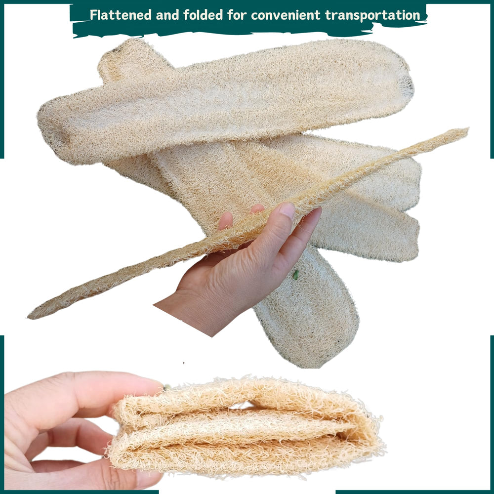 LUFAFY natural loofah sponge close-up highlighting plant-based fibers for skin-friendly cleansing.