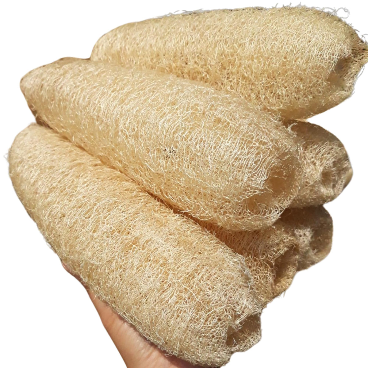 LUFAFY shower loofah 7-10 inches for gentle exfoliation in shower.