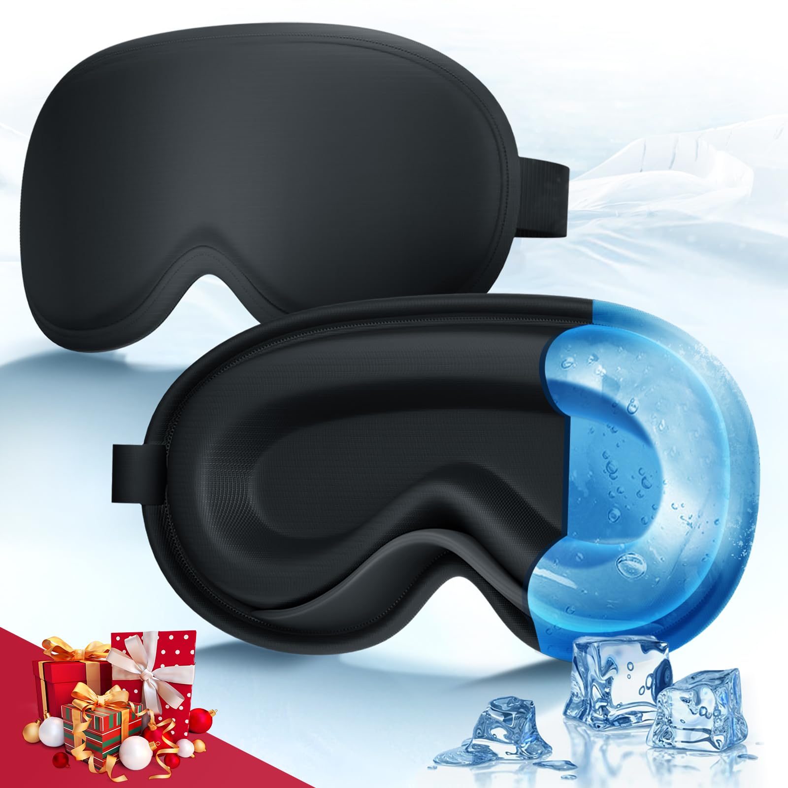 Luguiic 3D Cooling Gel Eye Mask front view, offering cooling relief.