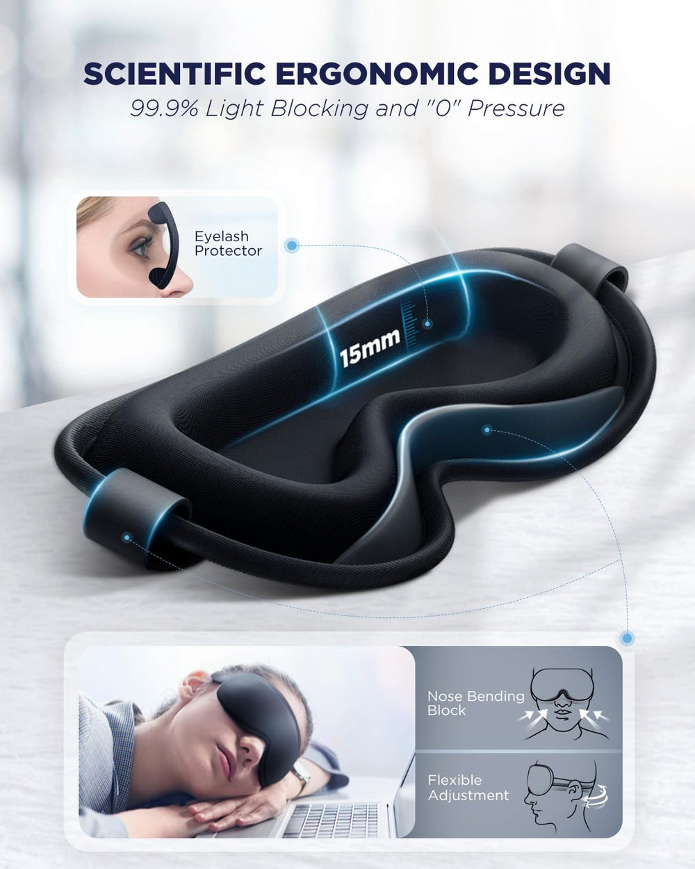 Luguiic eye mask in use during a relaxing routine.