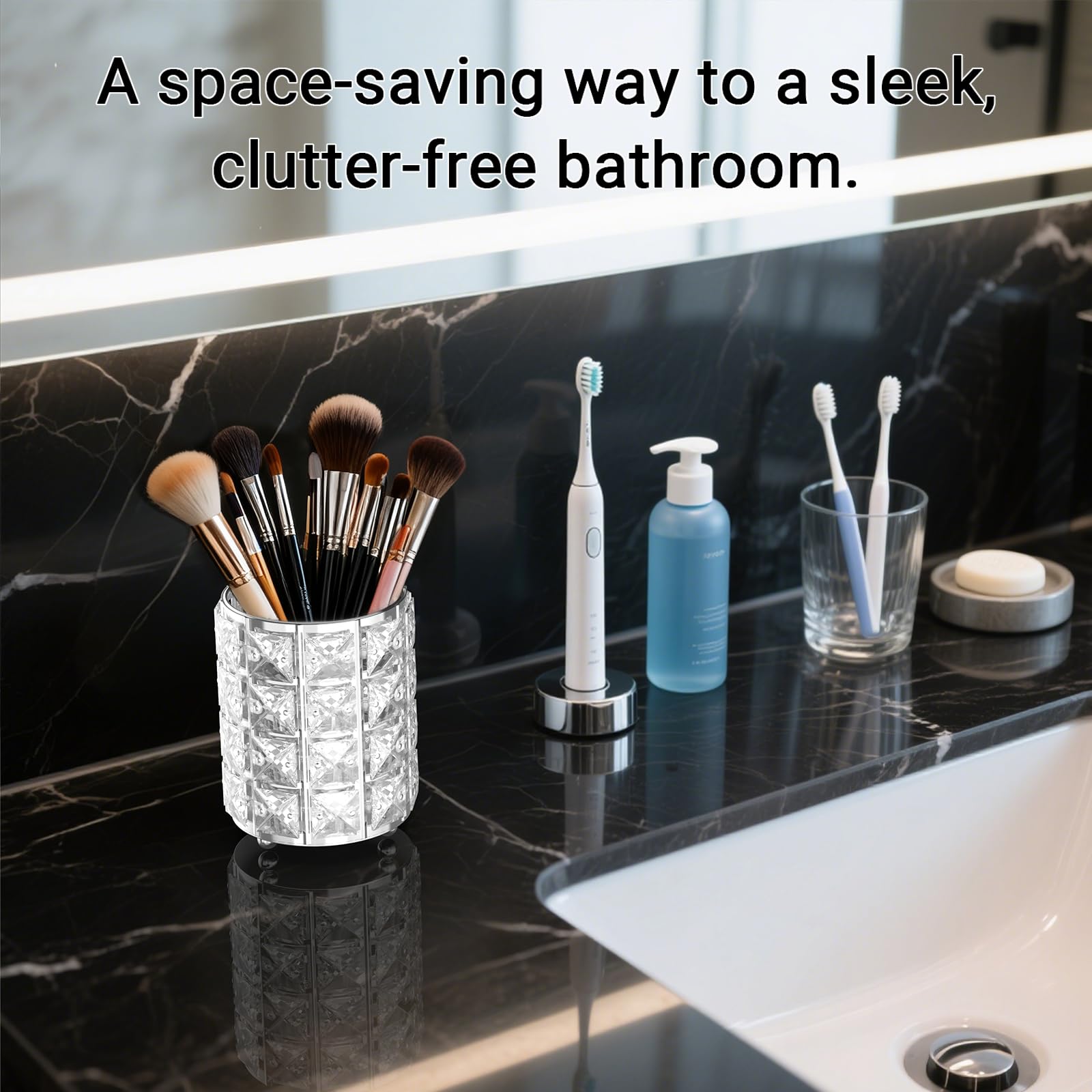 LUGUNU compact design fits small countertops while keeping brushes and pencils organized.