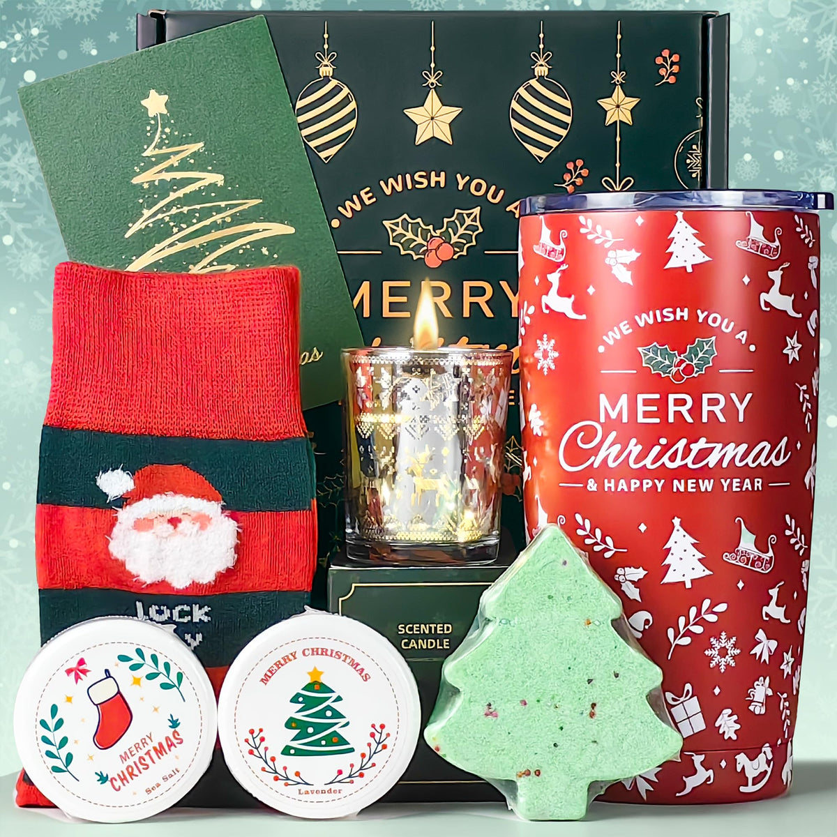 LUICONMO Christmas tumbler shows a Merry Christmas message for daily winter sipping