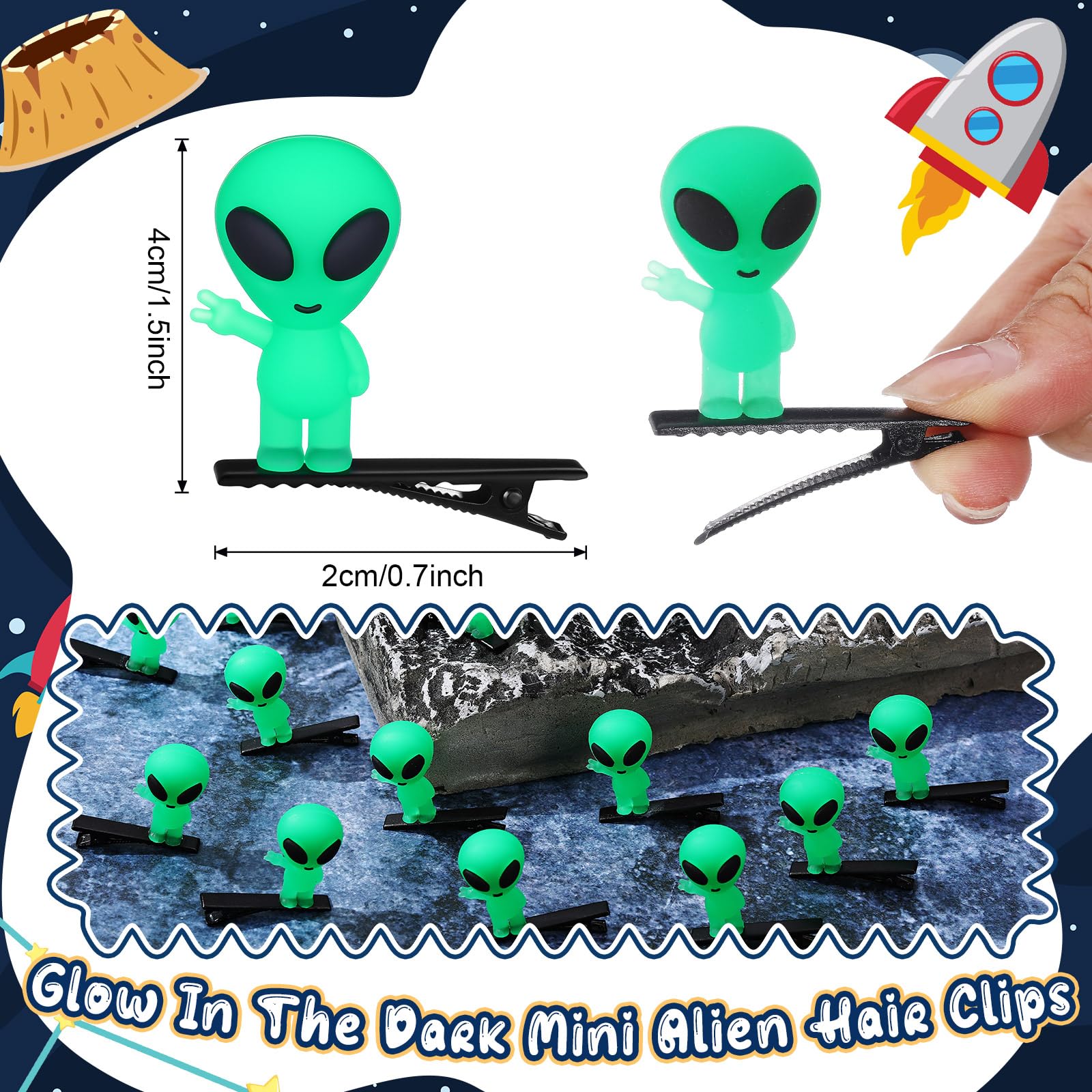Luinabio alien hair clip glow green, ideal for Halloween costumes