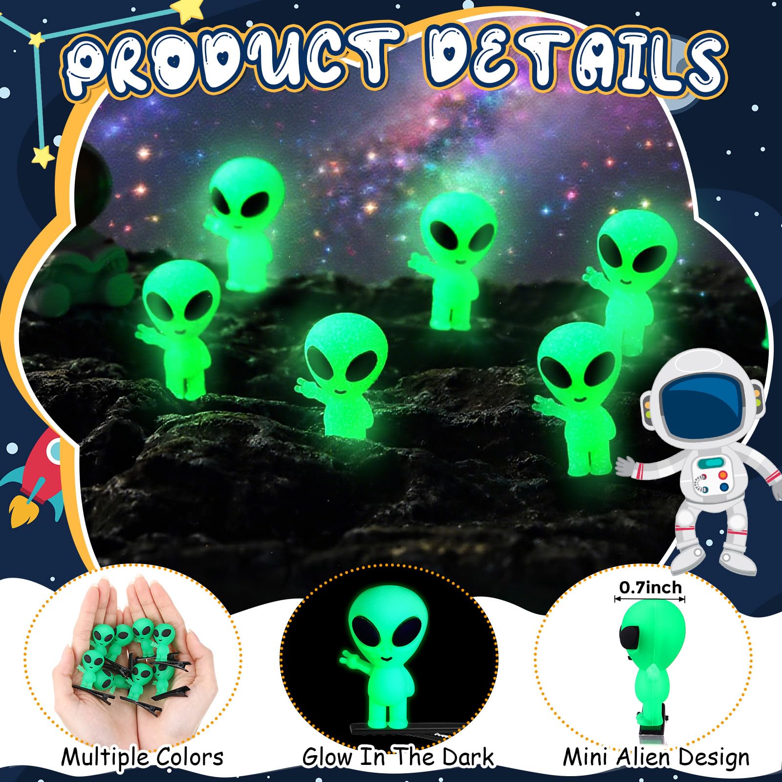 Luinabio alien hair clip glow green, bright accent at music festivals