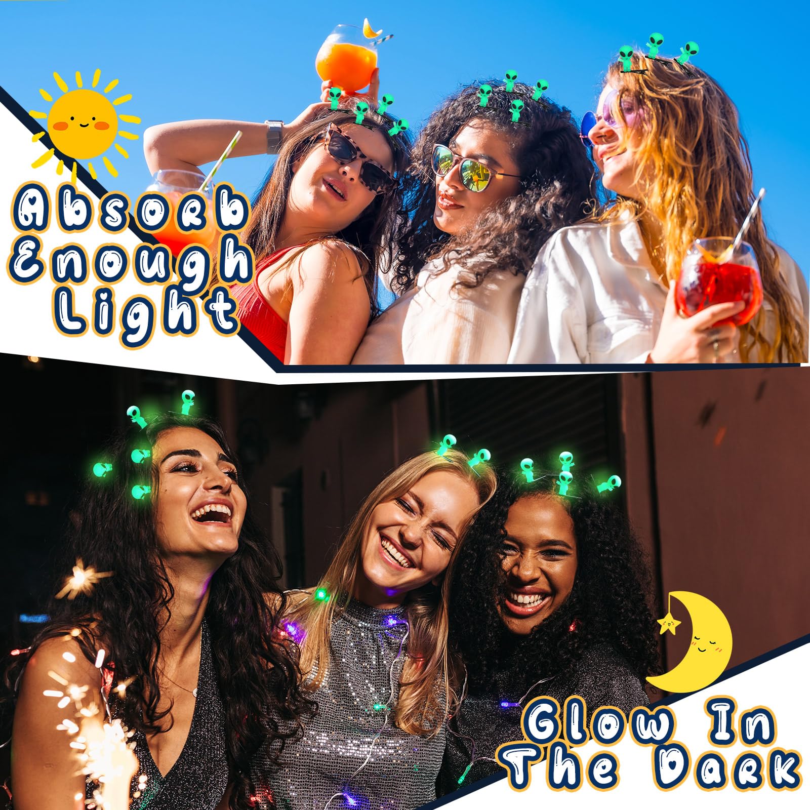 Luinabio alien hair clip glow green, durable and reusable accessory