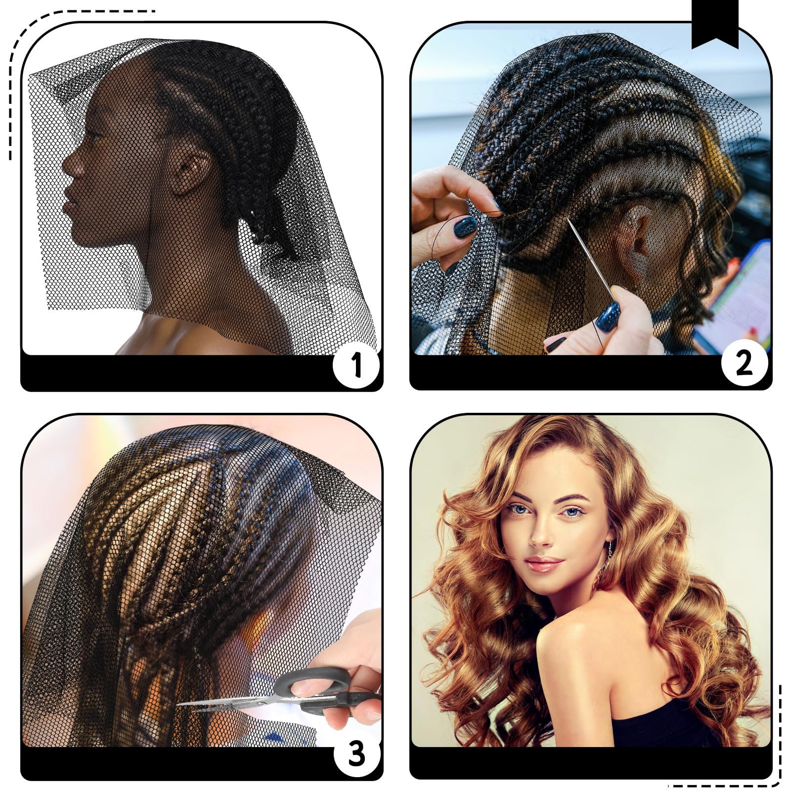Luinabio small J-shaped needles help thread tight knots for secure extensions