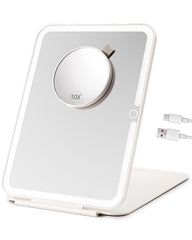 LUKYMIRO travel mirror front view with 78 LEDs for even lighting.