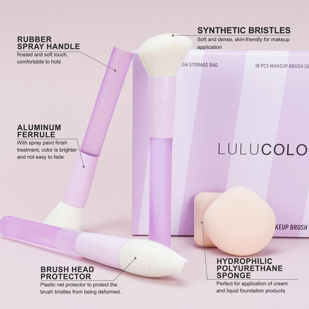 LULUCOLORS cruelty-free synthetic bristles ensure smooth even coverage on all skin types.