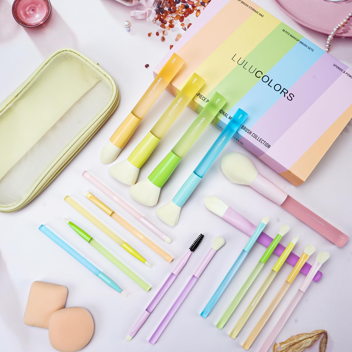 LULUCOLORS soft bristles guide gentle, precise application for a flawless finish.