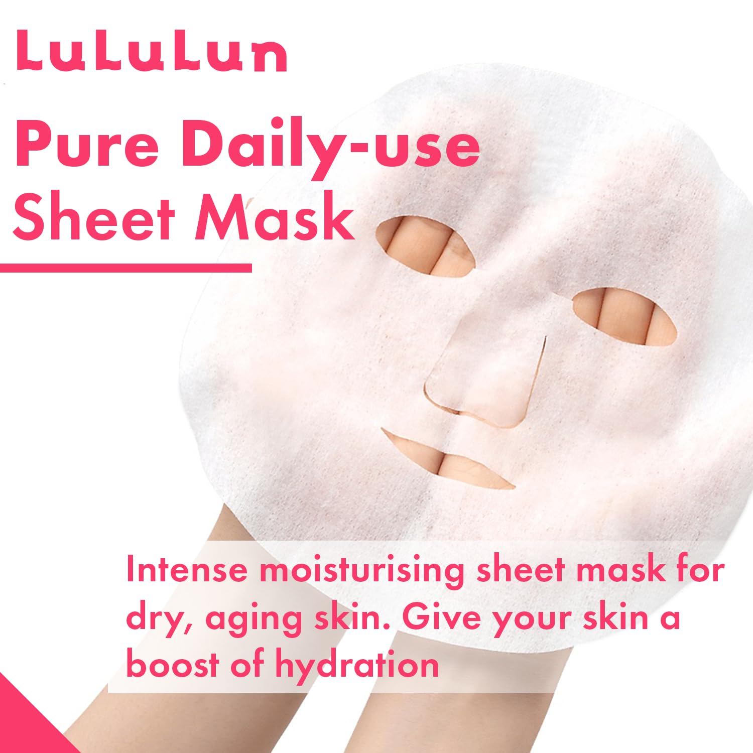 Lululun rice-essence triple-layer sheet shows deep hydration absorption.