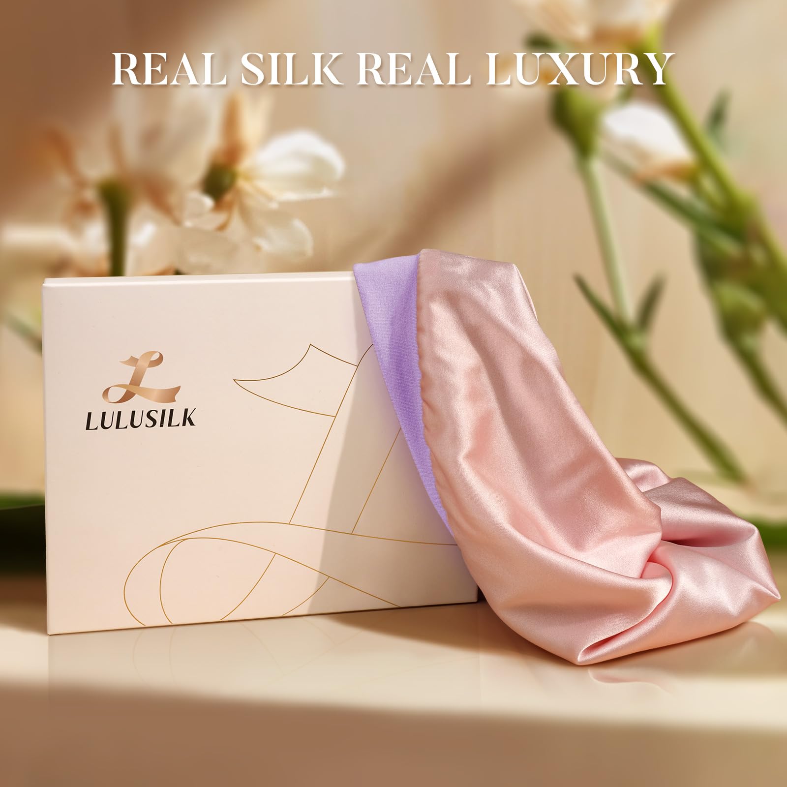 LULUSILK Sleep Cap color-options shows available lavender and other colors for style.