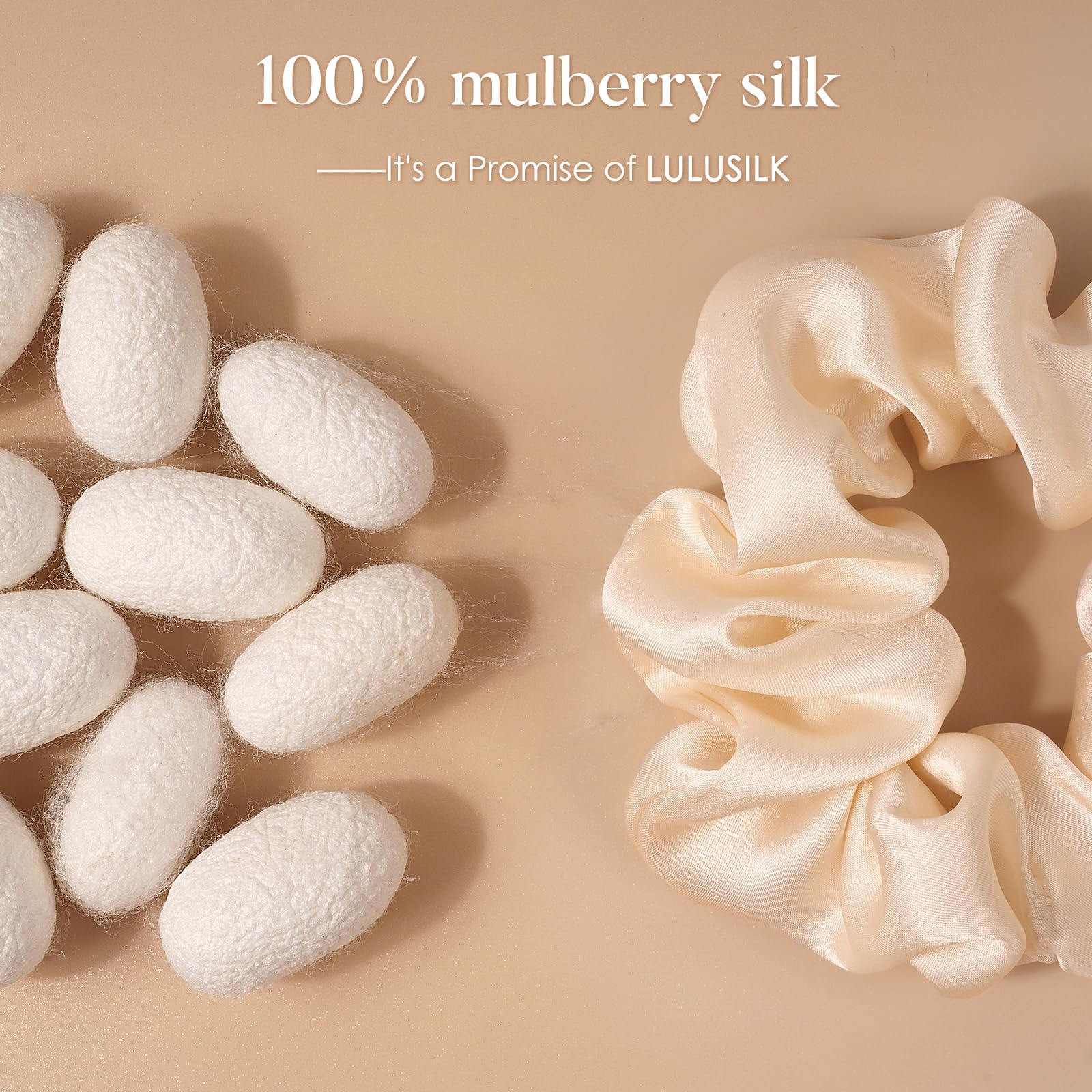 LULUSILK mulberry-silk close-up texture highlights smooth fabric reducing friction on hair