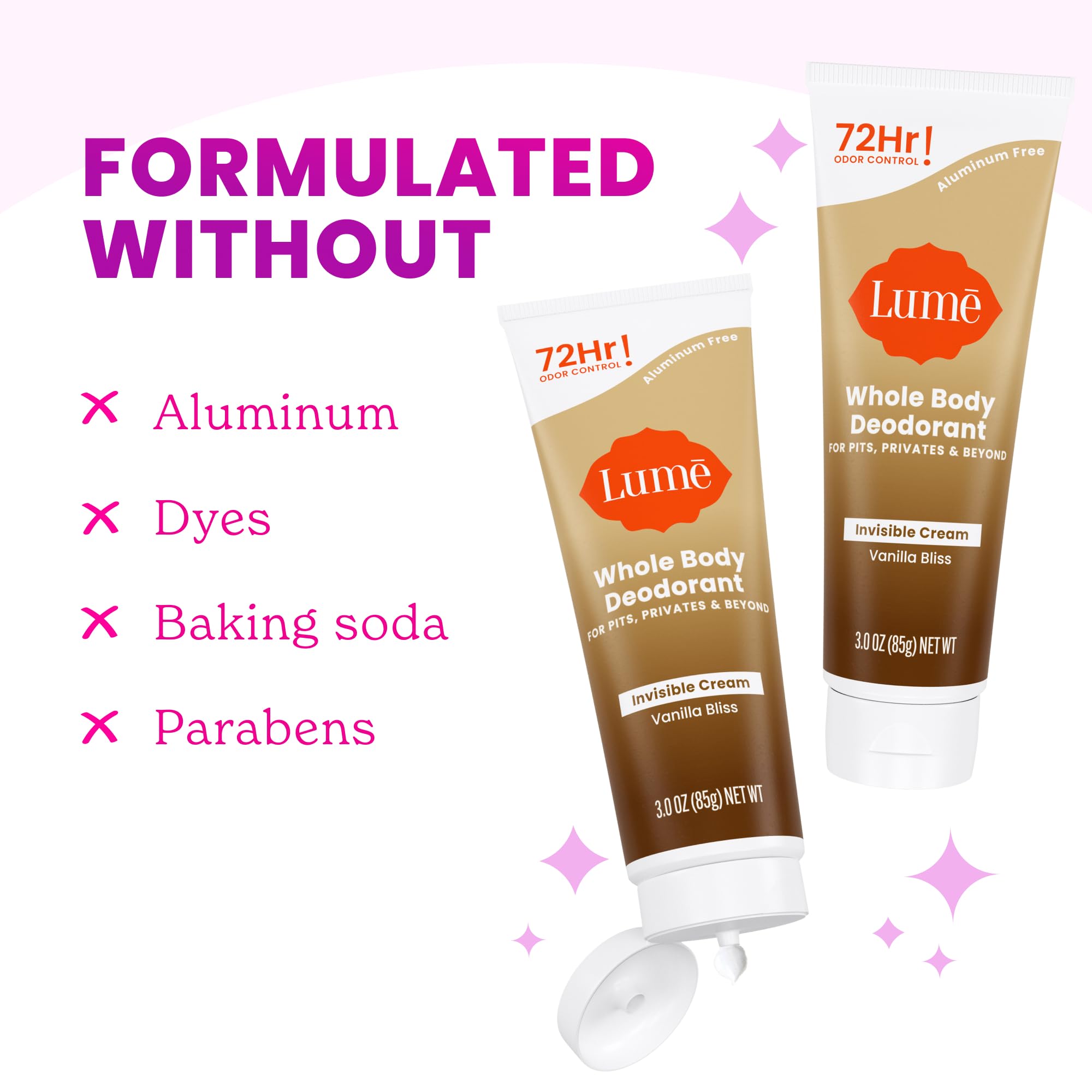 Lume 72-hour odor control claim visible on packaging
