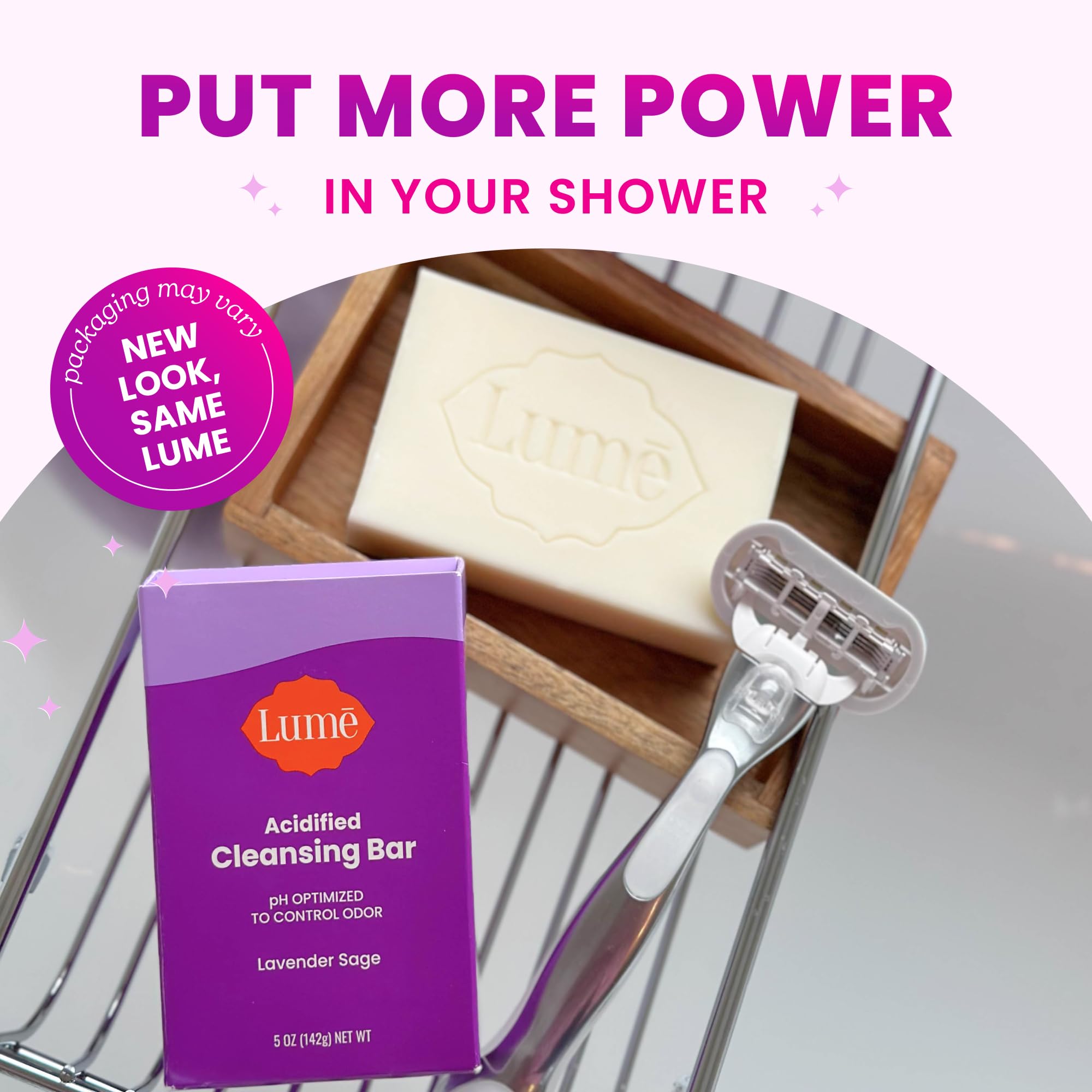 Lume Acidified Bar Lavender Sage ready-to-use display conveys convenience and 5 oz size.