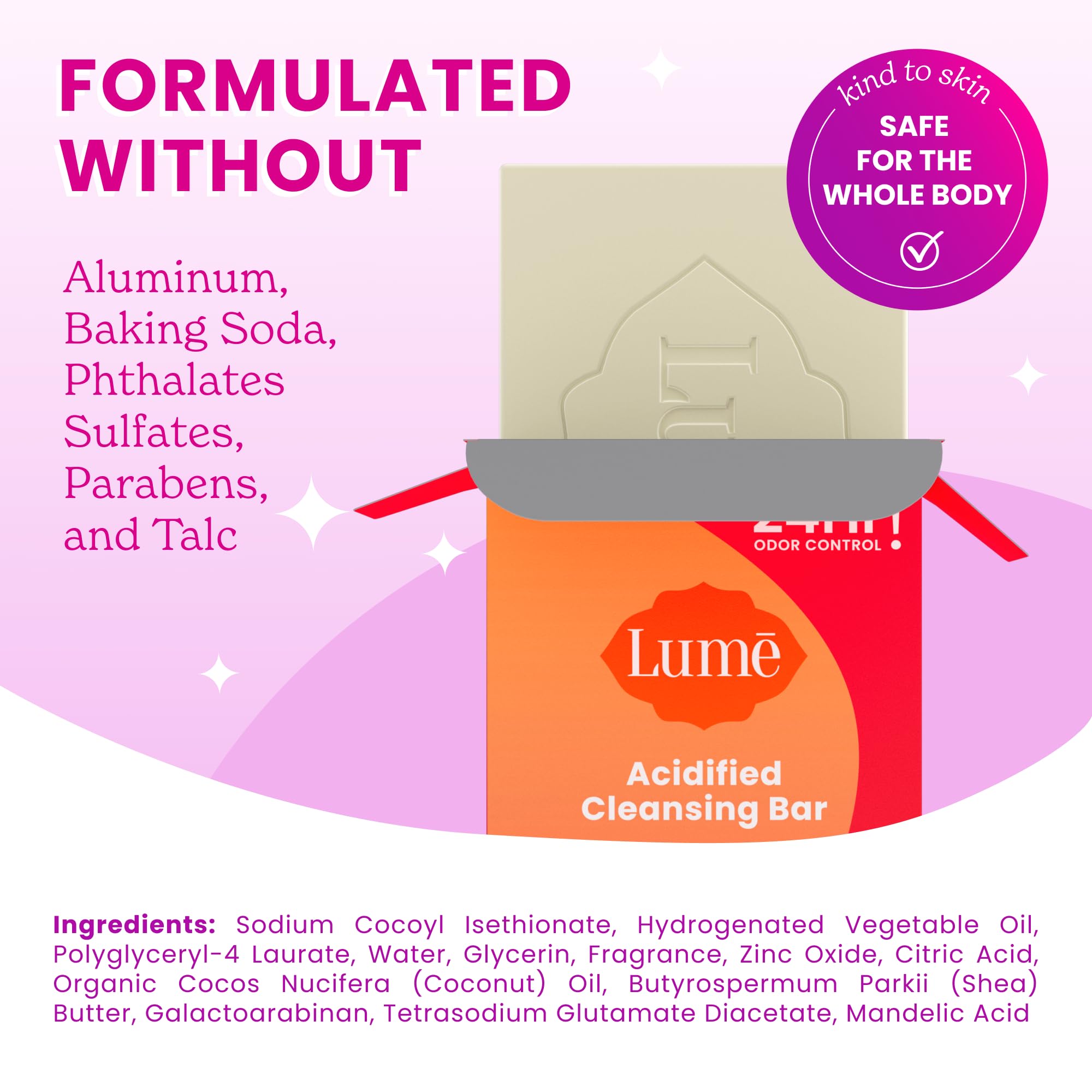 Lume Acidified Cleansing Bar held in hand ready for routine application