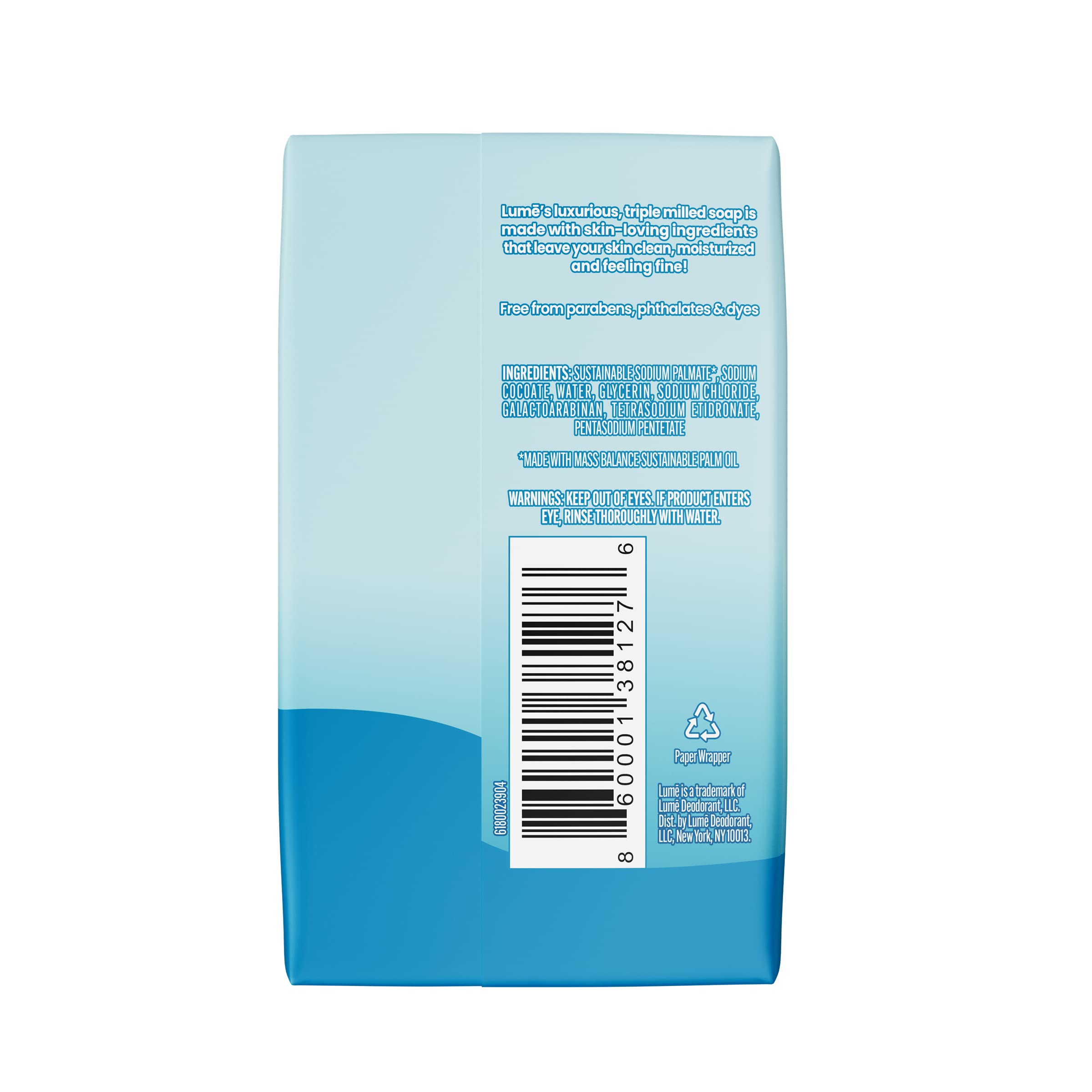 Lume acidified cleansing bar unscented close-up, fragrance-free daily cleansing option.