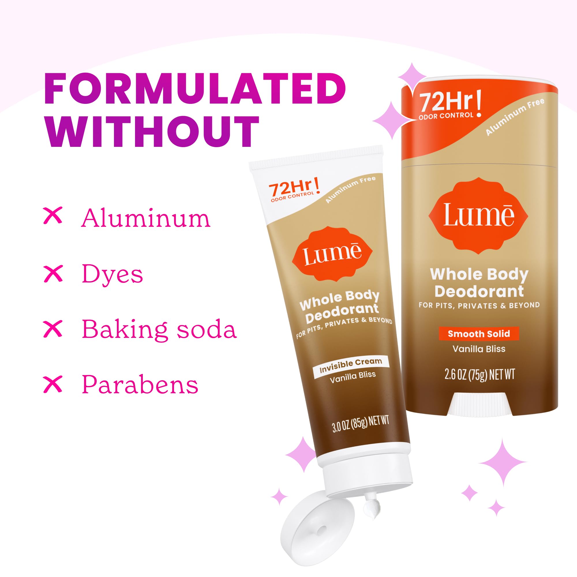 Lume application on underarm showing smooth glide and skin-friendly formula.