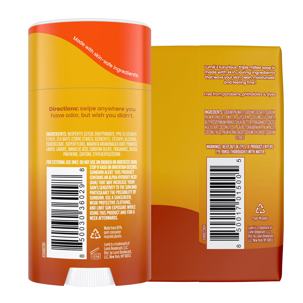 Lume bundle packaging showing deodorant and soap for a complete routine