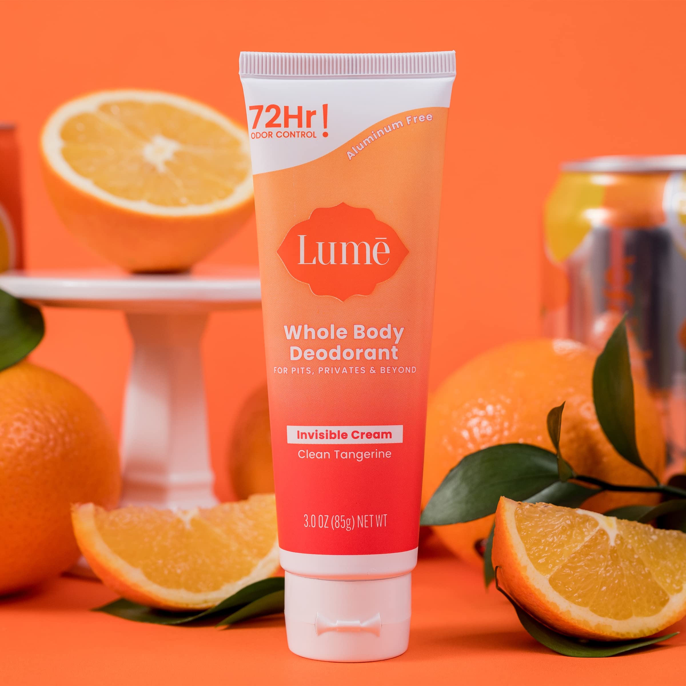 Lume Clean Tangerine fragrance on label evokes bright mood.
