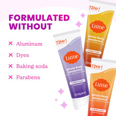 Lume clean tangerine invisible-cream-tube promotes fresh citrus scent and reliable odor control.