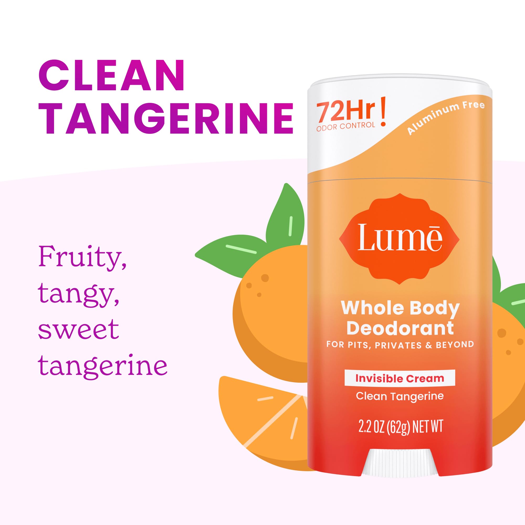 Lume clean Tangerine scent close-up displaying bright citrus aroma