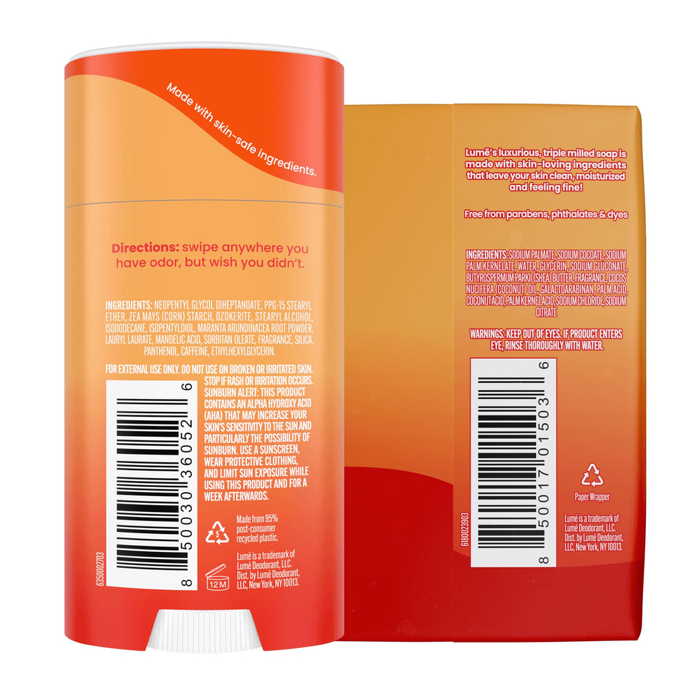 Lume Clean Tangerine scent with bright citrus notes during shower.
