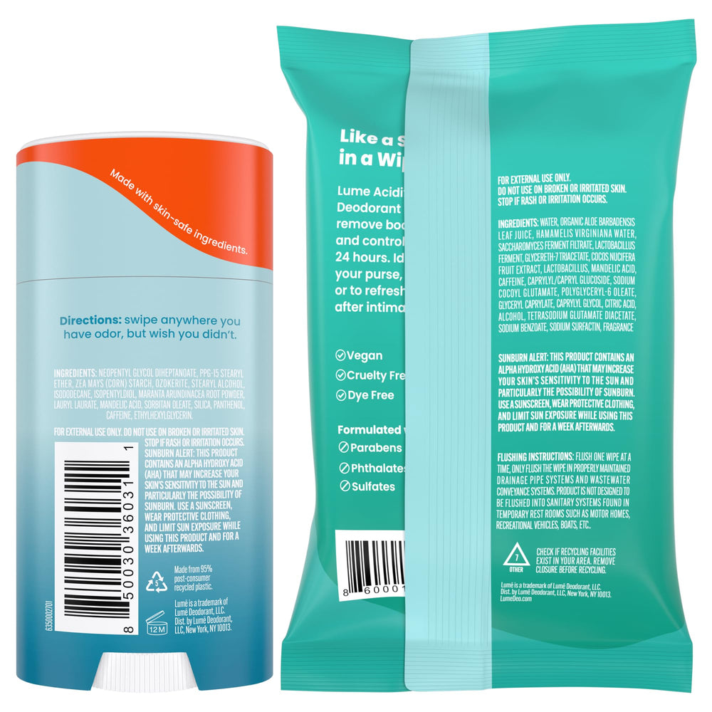 Lume compact travel-pack offers discreet odor control while traveling.