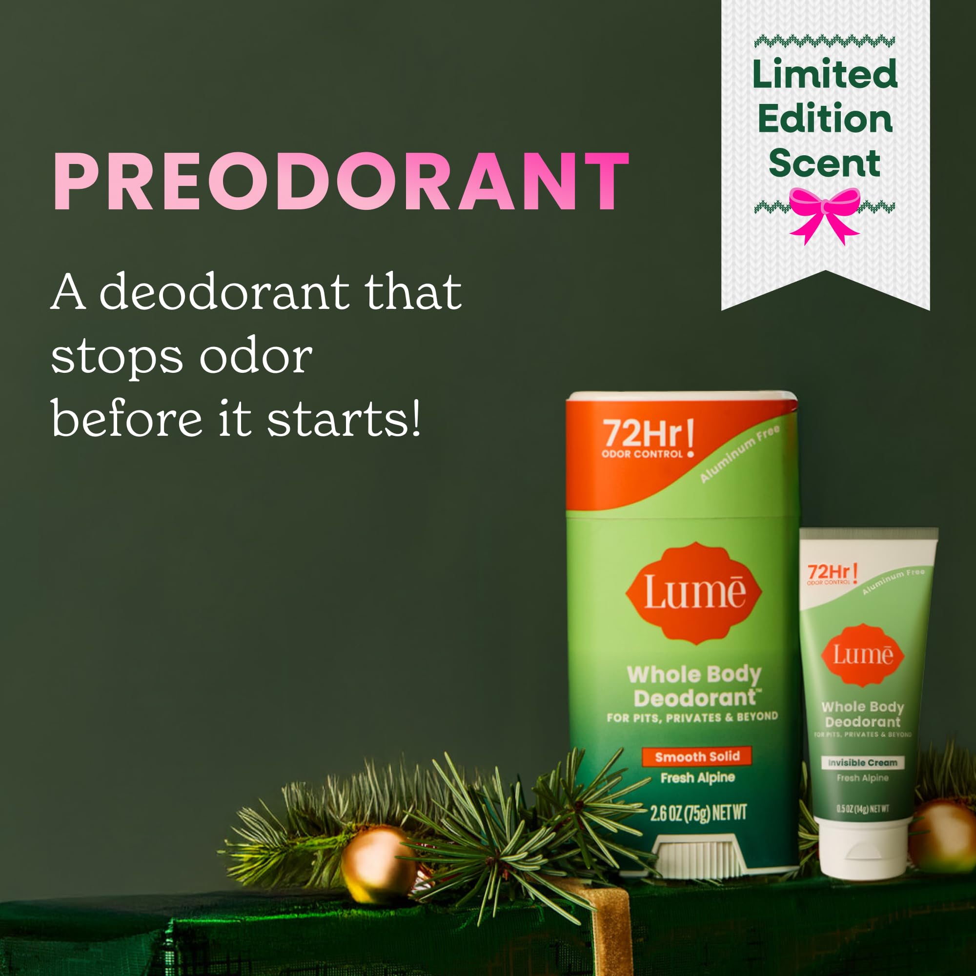 Lume deodorant application cream tube closeup shows easy rub-in odor control