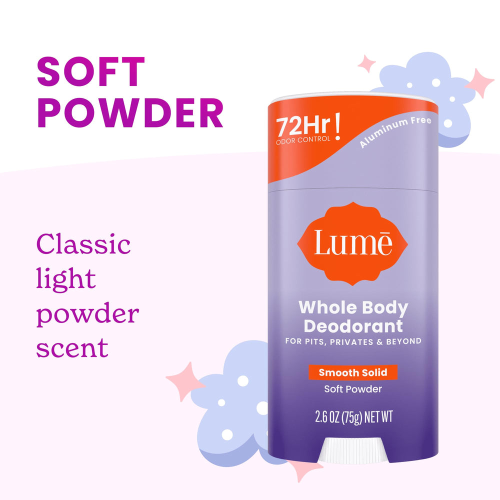 Lume baking-soda-free formula emphasizes skin-friendly odor protection.