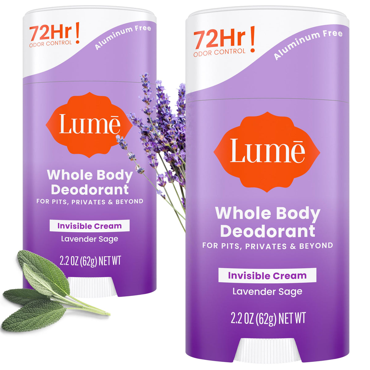 Lume deodorant cream stick underarms shows long-lasting odor control.