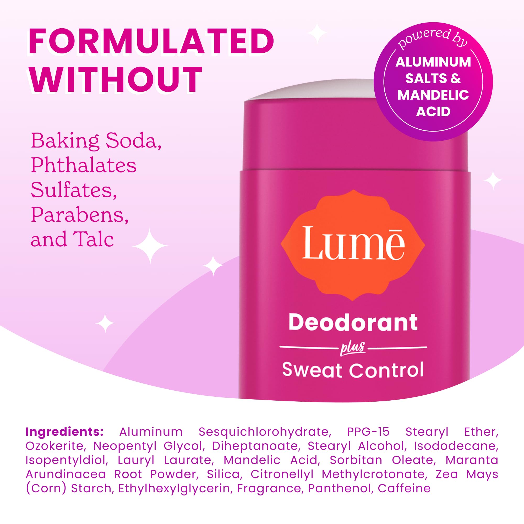 Lume Deodorant Plus hypoallergenic skin loving design minimizes irritation