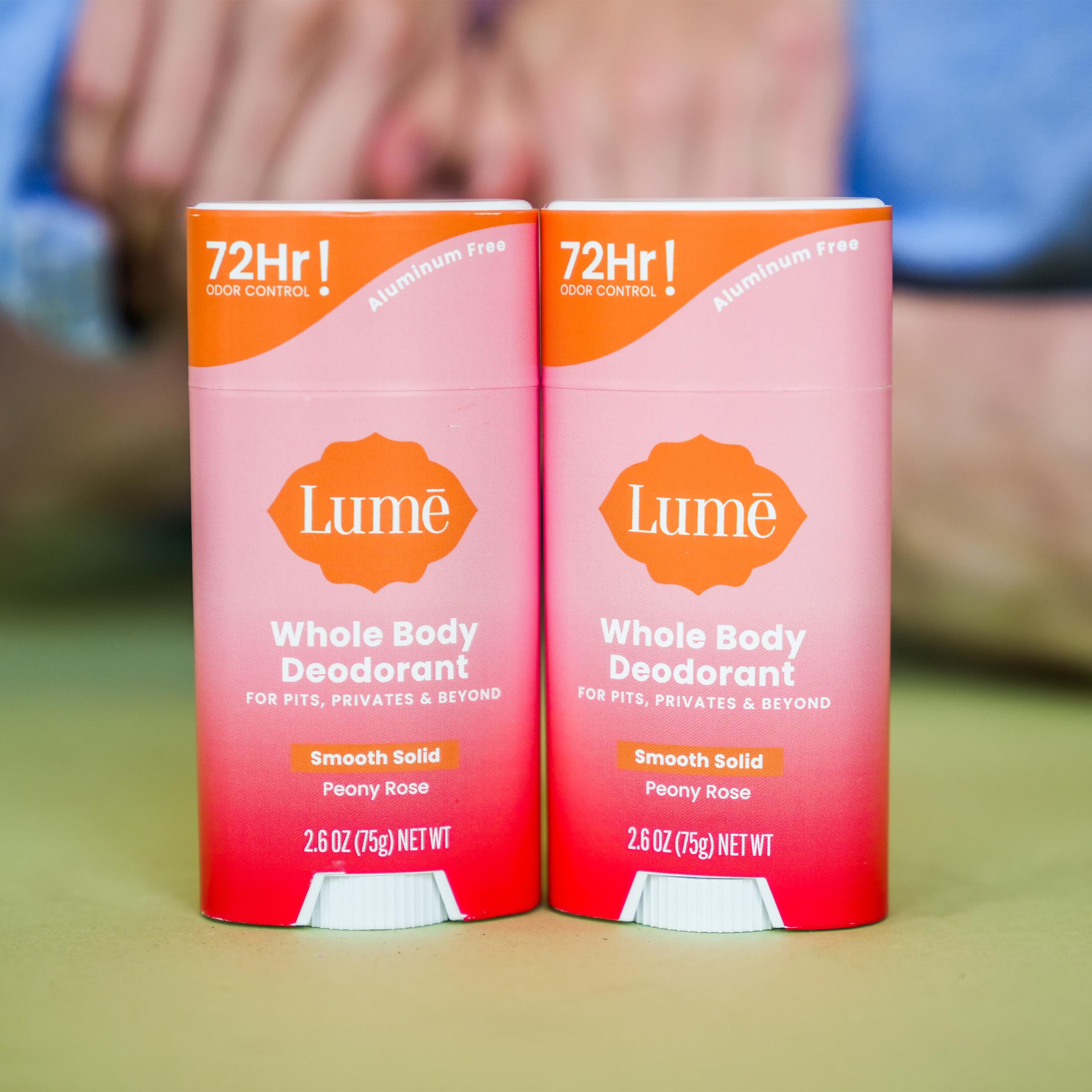 Lume glide-on texture illustrated on forearm for comfortable use